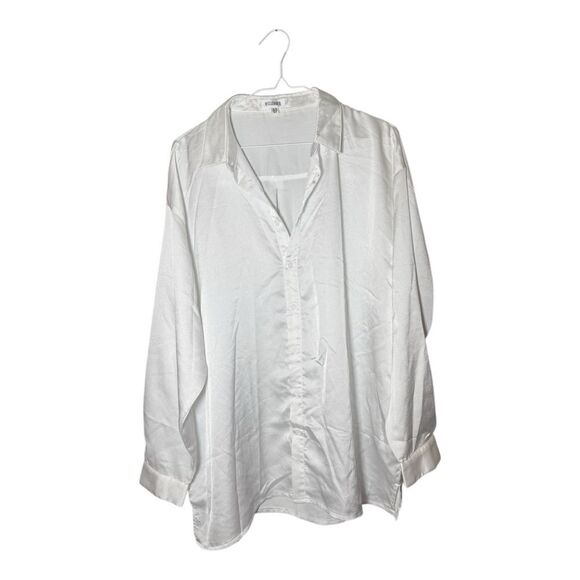 Missguided white satin oversized button down shirt size 6 - Picture 1 of 4